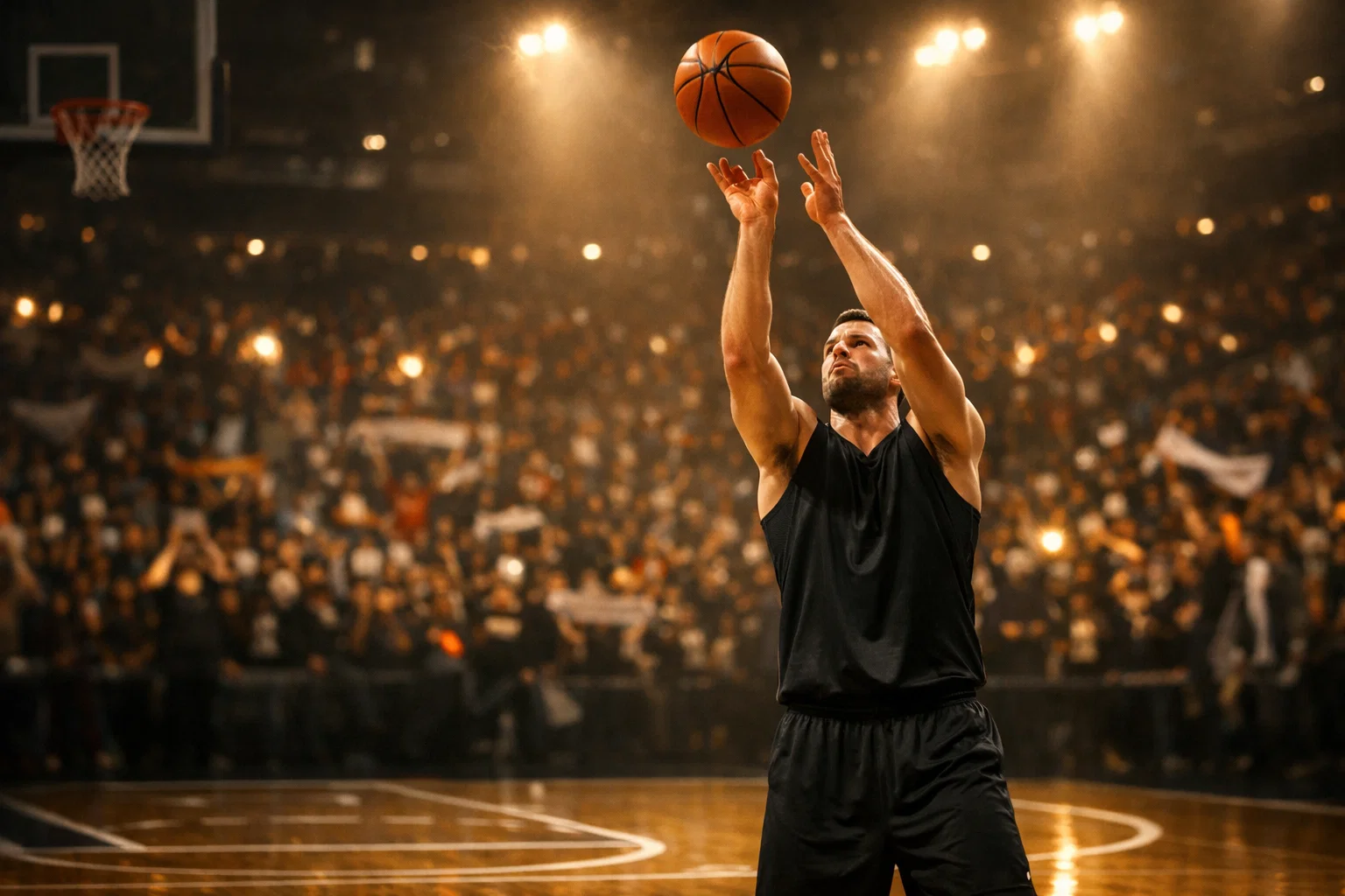 Basketball Endspiel Wetten — Spieler beim Freiwurf in der Finalarena