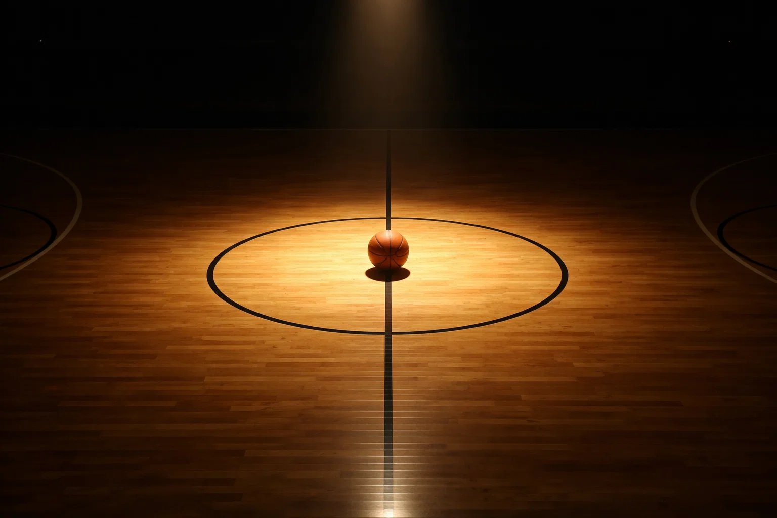 Basketballfeld mit symbolischem Geschenk-Highlight am Mittelpunkt