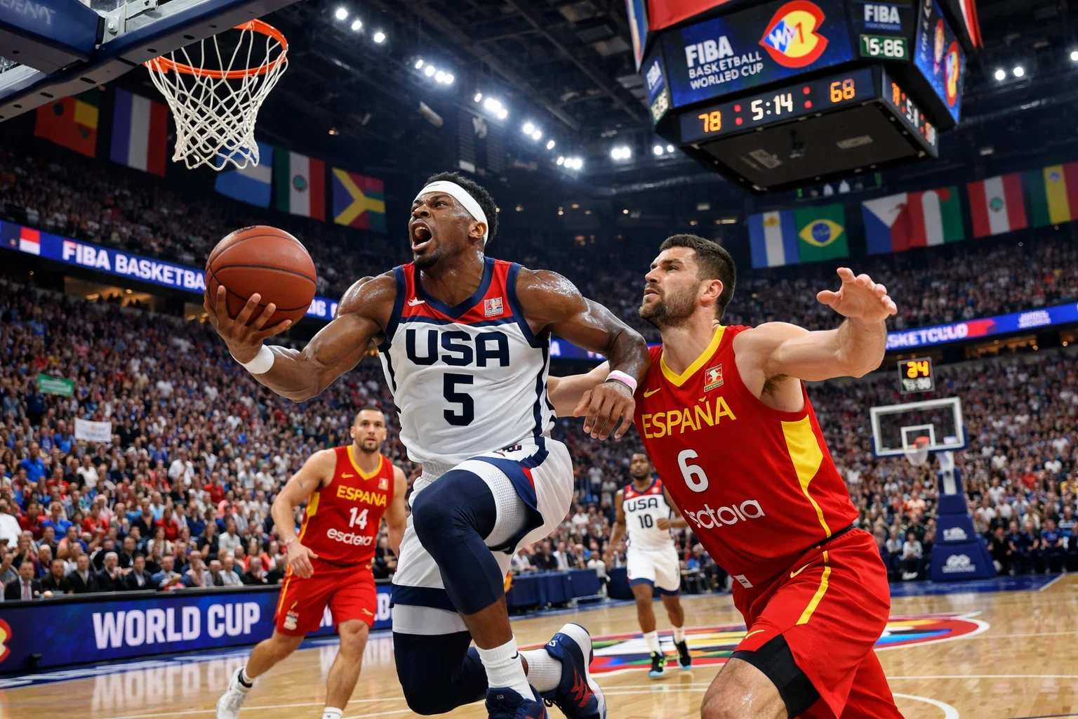 FIBA Basketball-Weltmeisterschaftsspiel mit internationalen Mannschaften