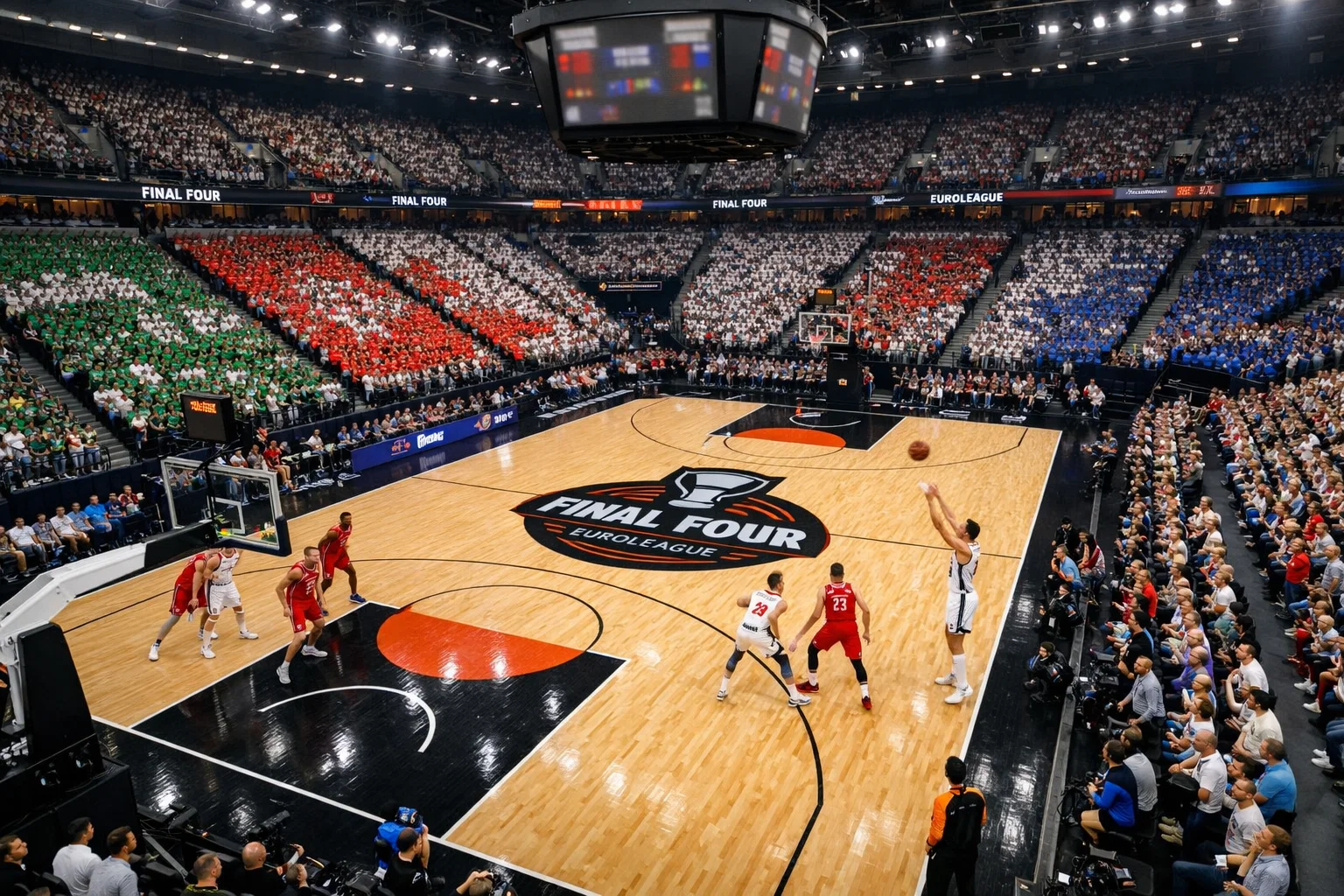 EuroLeague Final Four Basketballspiel in einer europäischen Arena