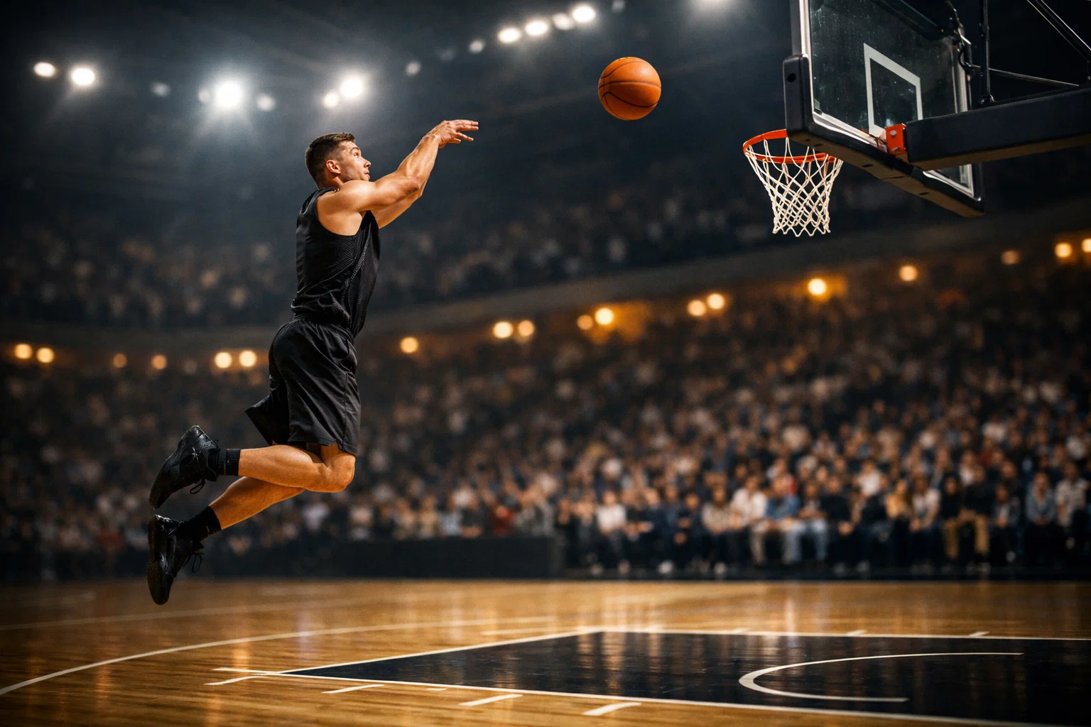 Handicap Wetten Basketball – Spieler beim Wurf auf den Korb in einer Arena